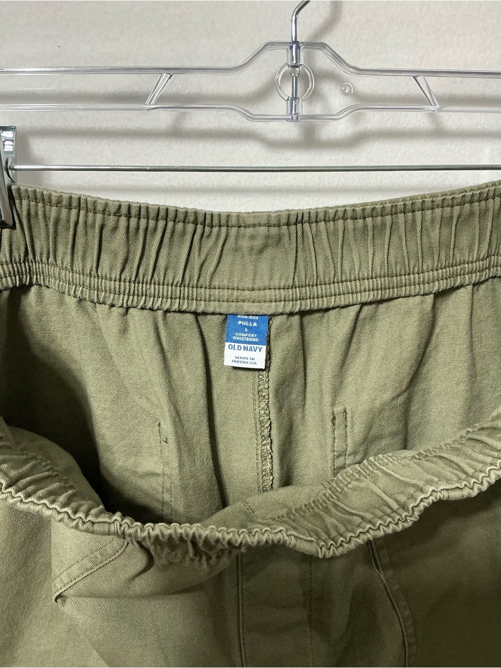 Old Navy Women’s Large Olive Utility Pull-On Pants Relaxed Tapered - Picture 6 of 7